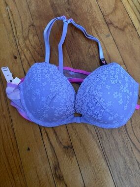 Victoria's Secret Lavender Lace Bra with Pink Trim